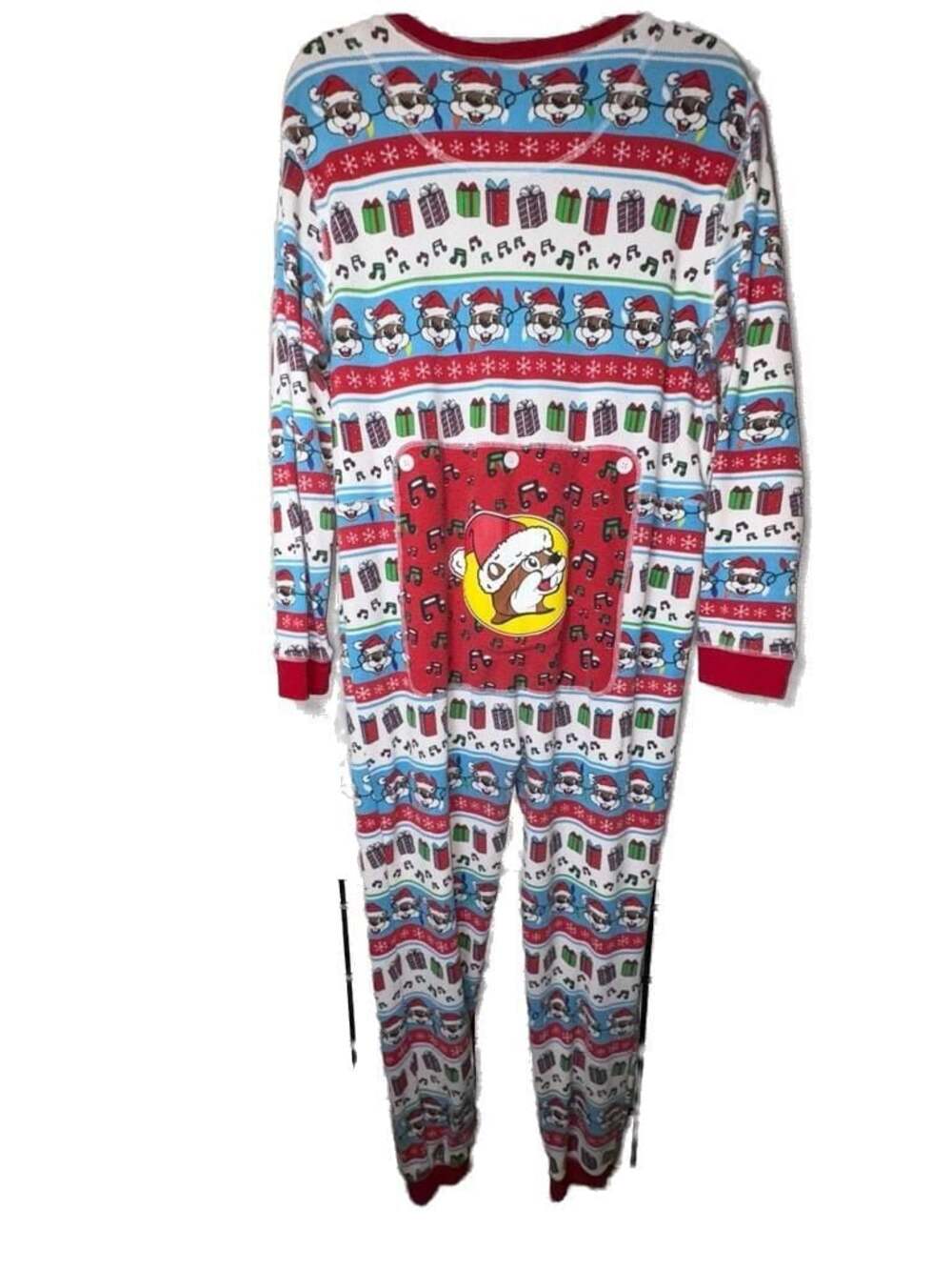 Buc-ee's Christmas Holiday Waffle Knit One-Piece Zip-Up Pajamas - Picture 2 of 3